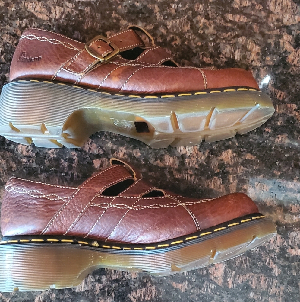Dr. Martens Brown Leather Mary Jane Shoes - Picture 3 of 11